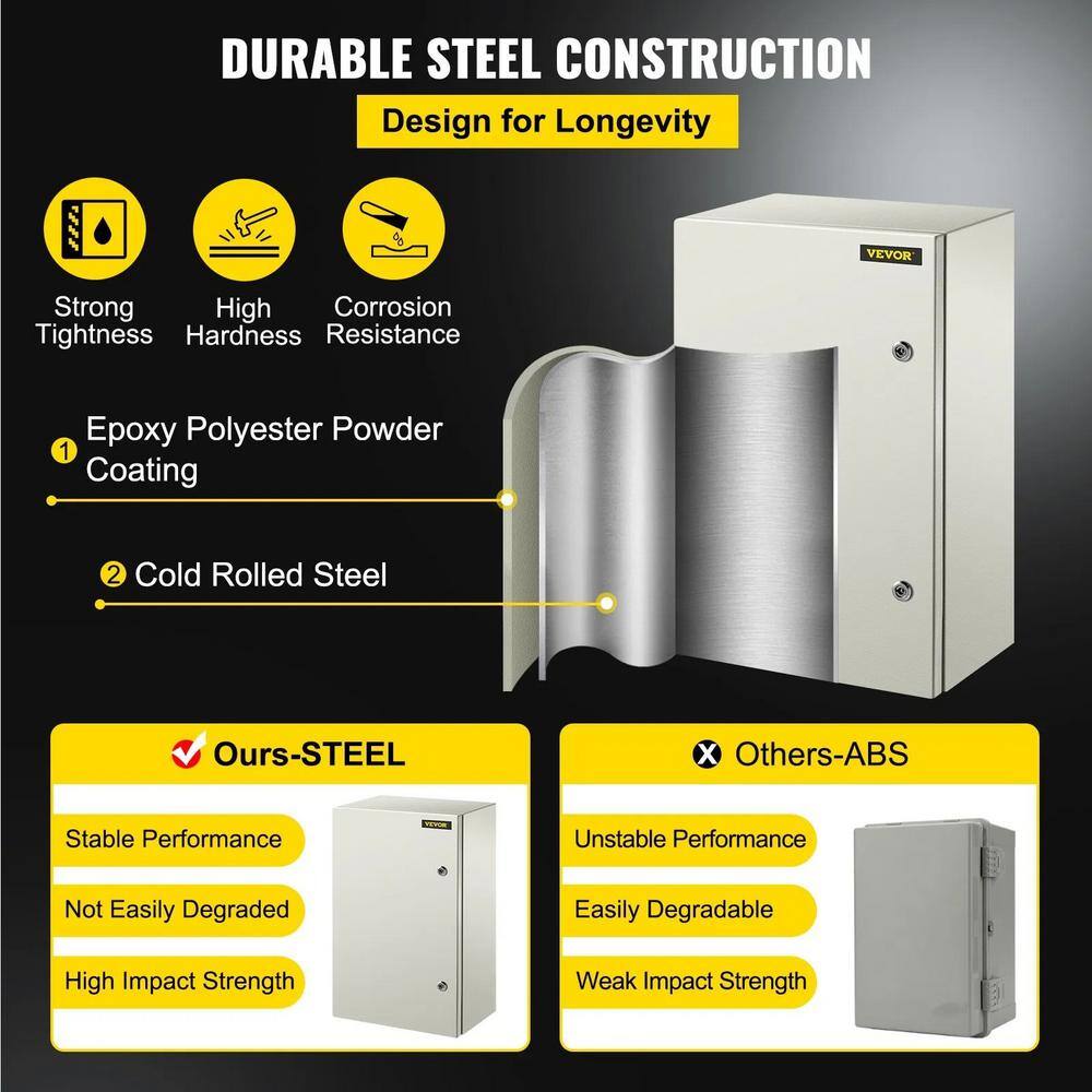 24'' x 16'' x 10'' Gray Carbon Steel Electrical Enclosure Box