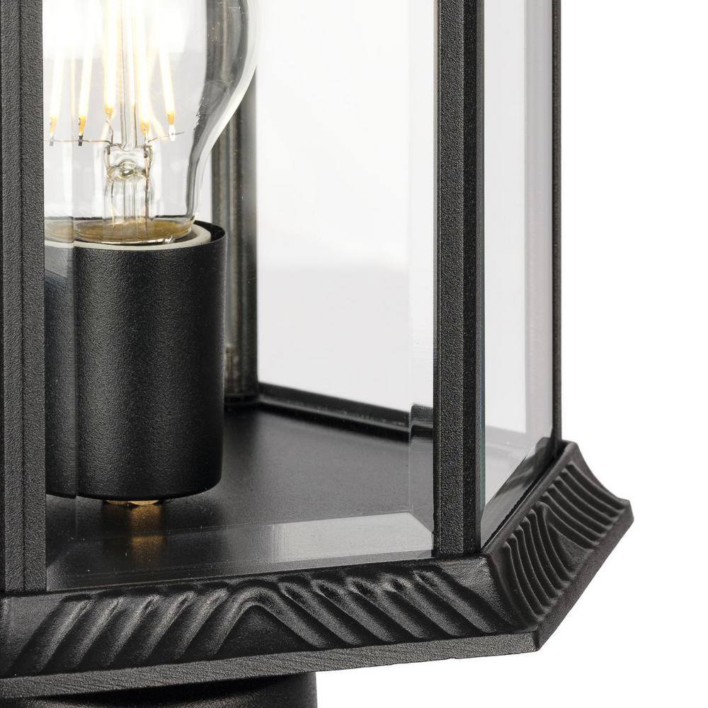 Textured Black Outdoor Post Lantern with Clear Beveled Glass