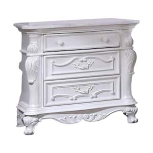 Venta White 3 Drawer 34 in. W Nightstand