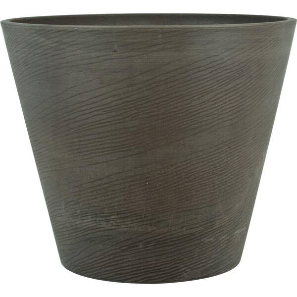 Pride Garden Products Oak 22 in. Round Charcoal Plastic Planter
