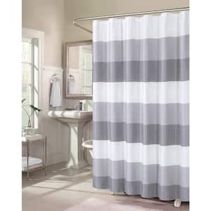 Ombre 72 in. Gray Waffle Weave Fabric Shower Curtain