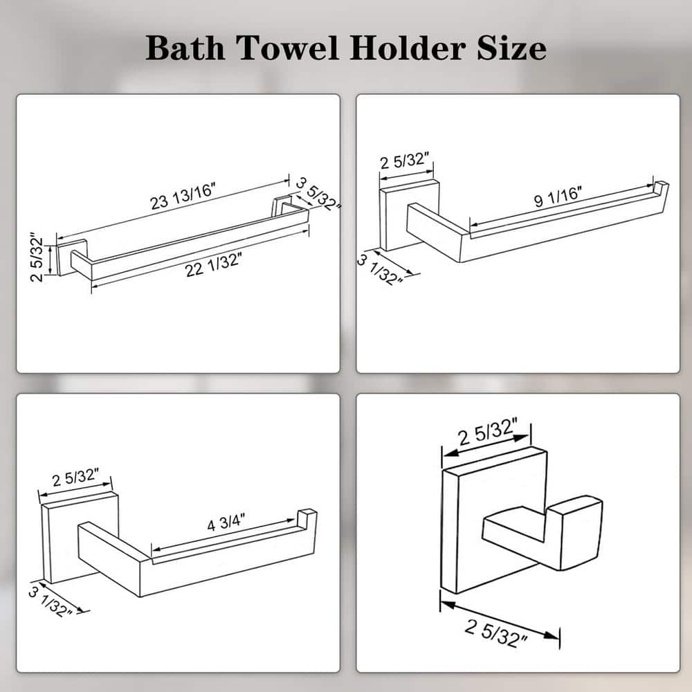 Brushed Gold 5-Piece Bathroom Hardware Set with Towel Bar