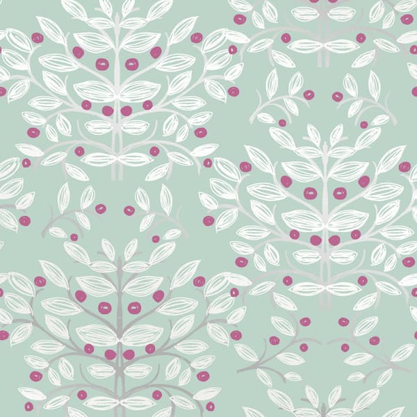 Sandudd Kristofer Mint Botanical Paper Strippable Wallpaper (Covers 56.4 sq. ft.)