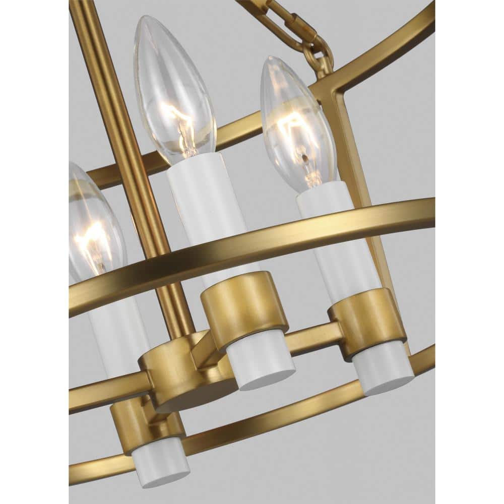 Burnished Brass 4-Light Semi Flush Mount with Clear Silver Wire