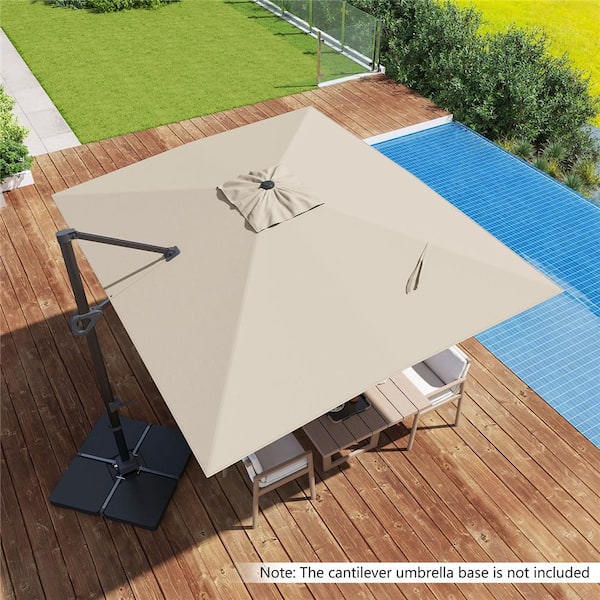 11 x 9 ft. Cantilever Patio Umbrella with 360° Rotation Easy Tilt Adjustment 8 Ribs Patio Umbrella in Beige