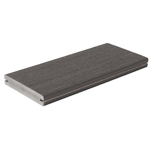 Symmetry 1 in. x 5-2/5 in. x 1 ft. Graphite Grooved Edge Capped Composite Decking Board Sample