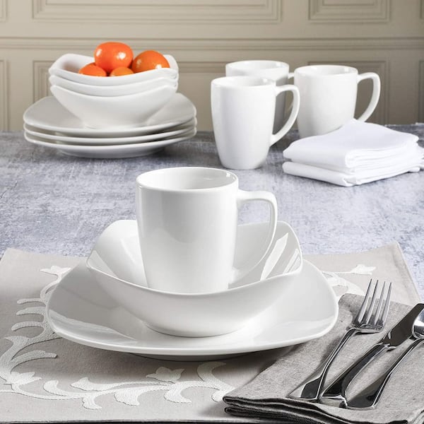 Piece Dinnerware Square Bone China Dinnerware Stone Lain 16-Piece