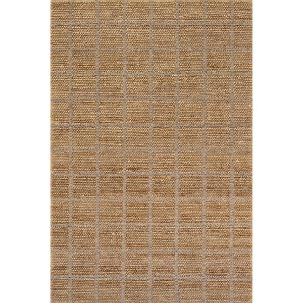 Penni Checked Jute Wool Natural 10 ft. x 14 ft. Indoor/Outdoor Patio Rug