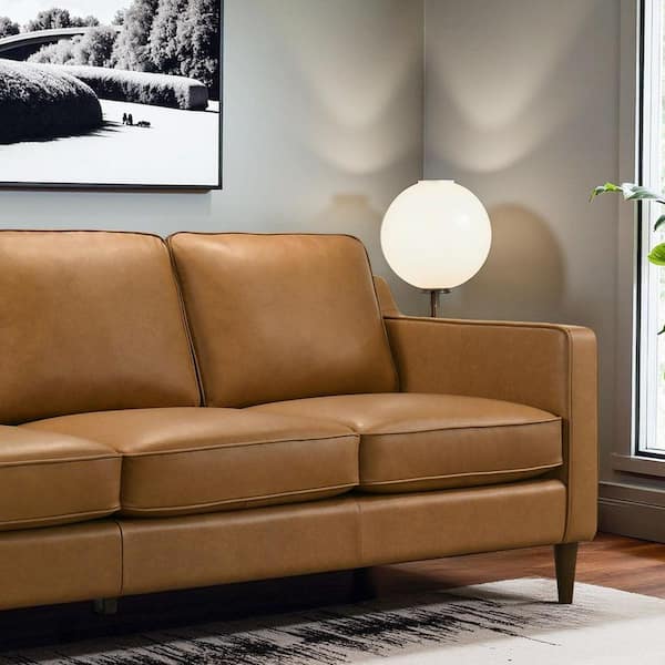 Ashcroft Furniture Co Miramar 81 in. W Square Arm Genuine Leather