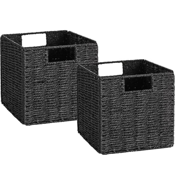 Black 9 in. x 9 in. Wicker Decorative Basket Set of 2 YALLZ5 - The