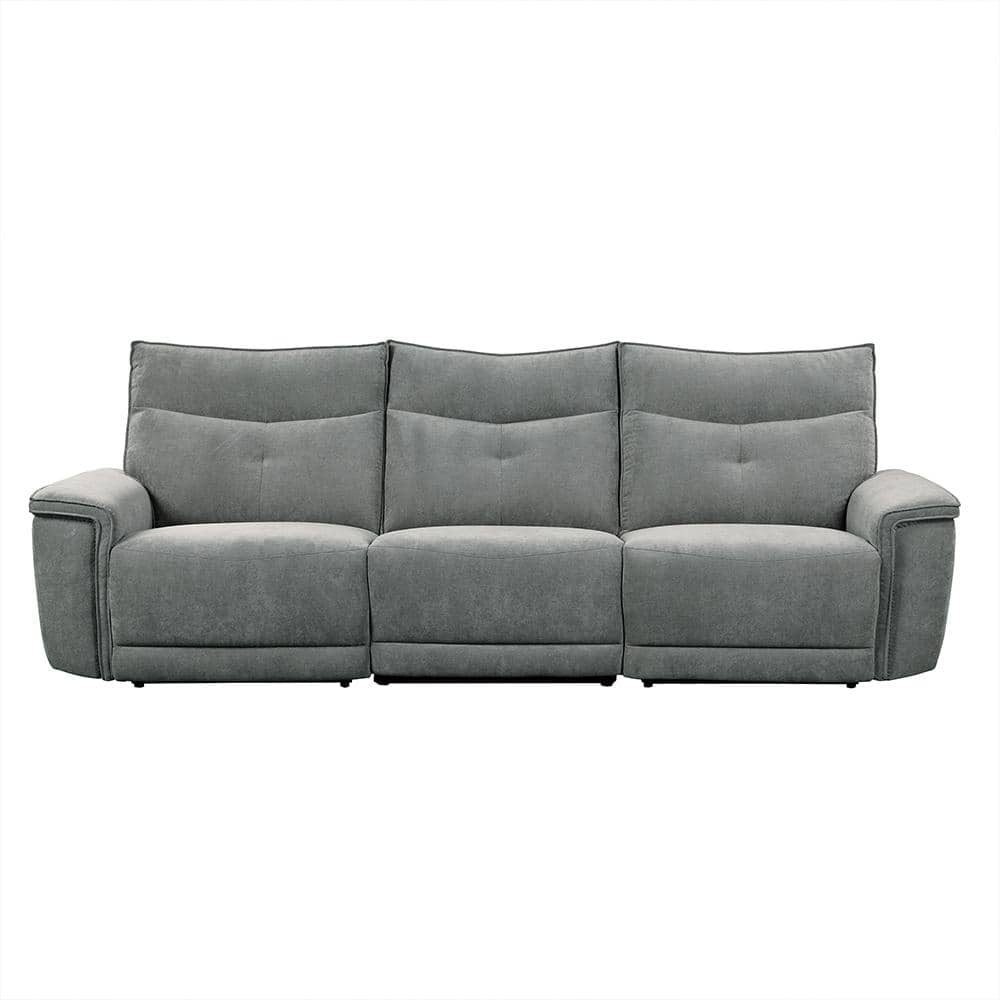 Marta 110 in. W Straight Arm Textured Fabric Rectangle Power Double Reclini