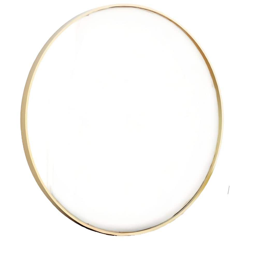 Gold 20 in. W x 20 in. H Elegant Round Metal Framed Wall Mirror, Bathroom M