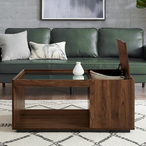 Coffee Table Modern Square Walnut Wooden or Painted Black Glass and plan 