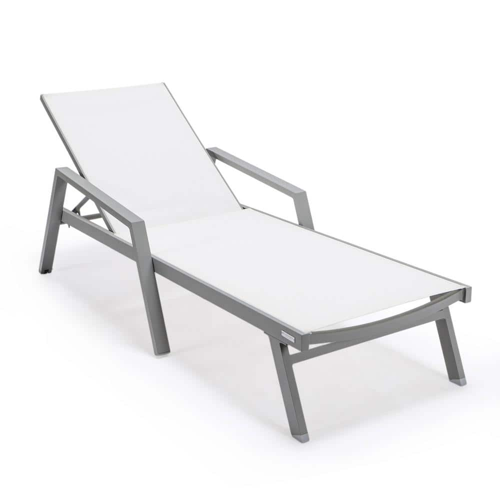 Leisuremod Marlin Modern Grey Aluminum Outdoor Chaise Lounge Chair With   Leisuremod Outdoor Chaise Lounges Mlagrcf21 77w 64 1000 