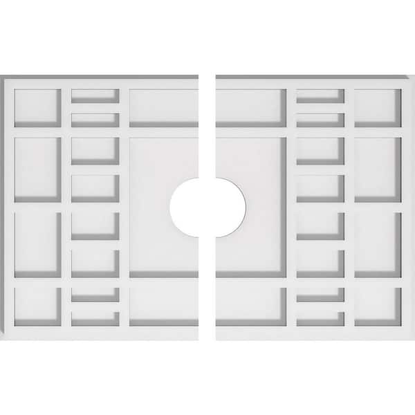 Ekena Millwork 20 in. x 13.37 in. x 1 in. Beaux Architectural Grade PVC Contemporary Ceiling Medallion (2-Piece)