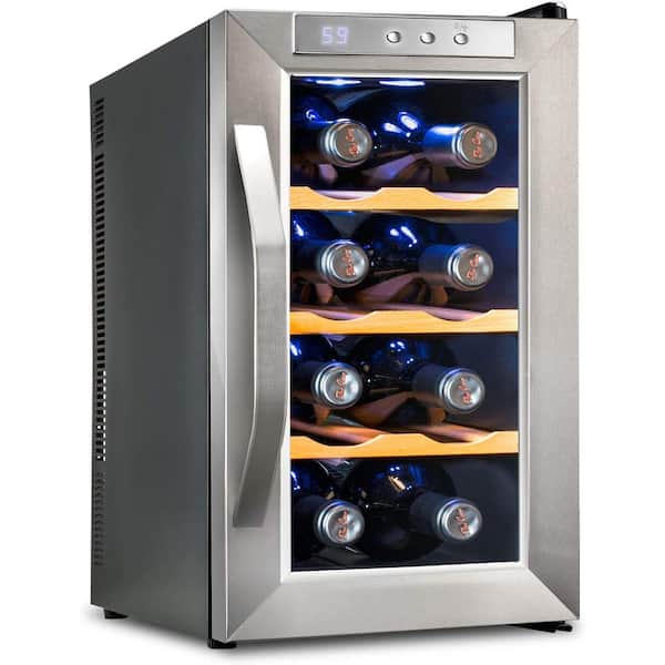 Ivation Thermoelectric 8-Bottle Freestanding Wine Cooler Refrigerator with Lock in Stainless Steel