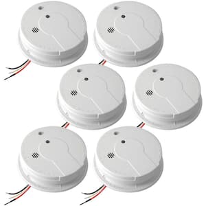Code One Smoke Detector, Hardwired with 9-Volt Battery Backup, Smoke Alarm, 6-Pack