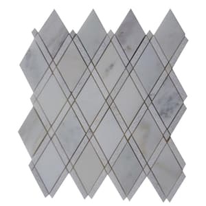 Grand Textured Asian Statuary 11 in. x 12 in. x 10 mm Polished Marble Mosaic Tile