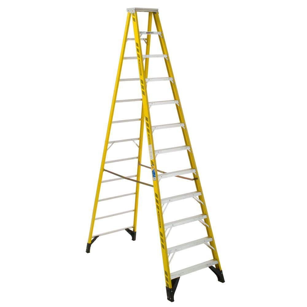 Werner 12 ft. Fiberglass Twin Step Ladder with 375 lb. Load Capacity Type  IAA Duty Rating T7412 - The Home Depot