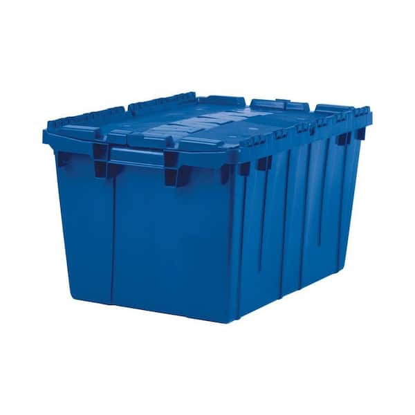12 Gal. Attached Lid Container in Blue (6-Pack)