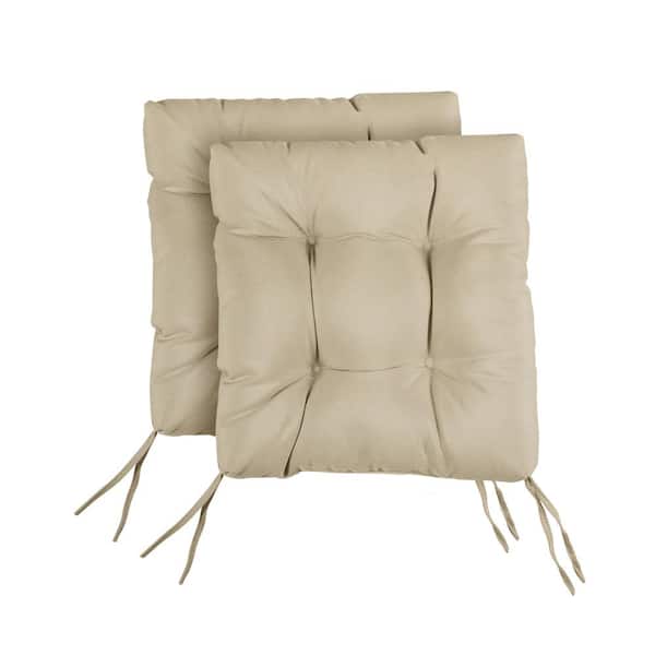 Sorra Home Tan Tufted Chair Cushion Square Back 16 x 16 x 3 (Set of 2)