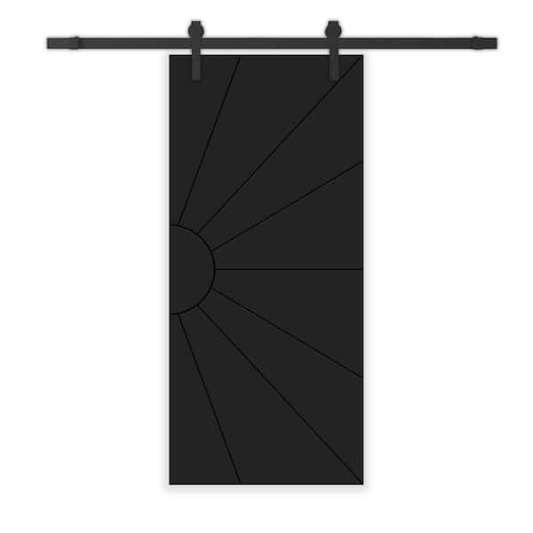 CALHOME 30 in. x 80 in. Black Painted Composite MDF Sliding Barn Door with Hardware Kit