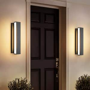 Samuel 1-Light Matte Black Outdoor Hardwired Contemporary LED Cylinder Wall Sconce