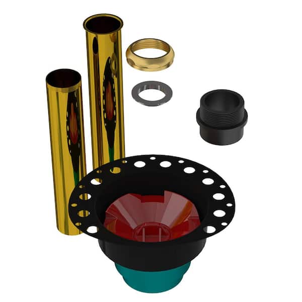 JONES STEPHENS Toe Touch White Plastic Tubular 2-Hole Bath Waste and  Overflow Tub Drain Direct T-Waste Full Kit in Polished Brass B07126 - The  Home Depot