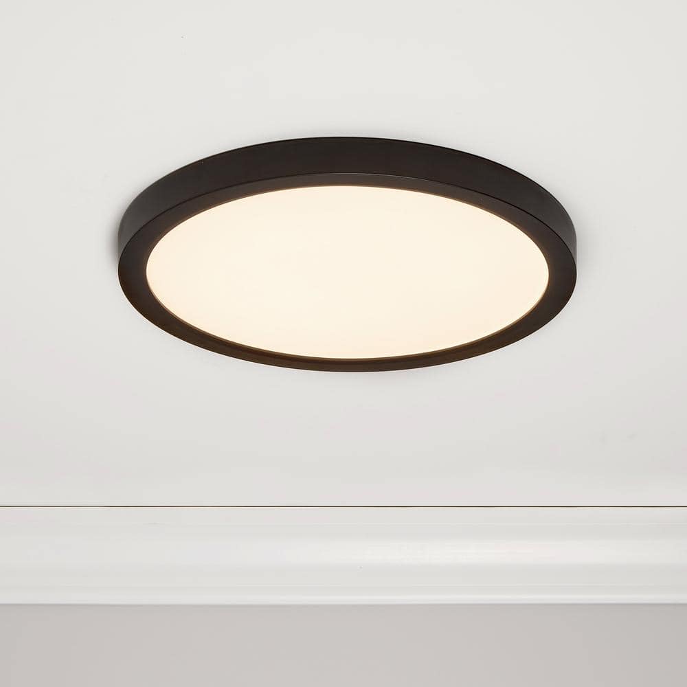 12-Inch Black Aluminum Round LED Flush Mount Ceiling Light