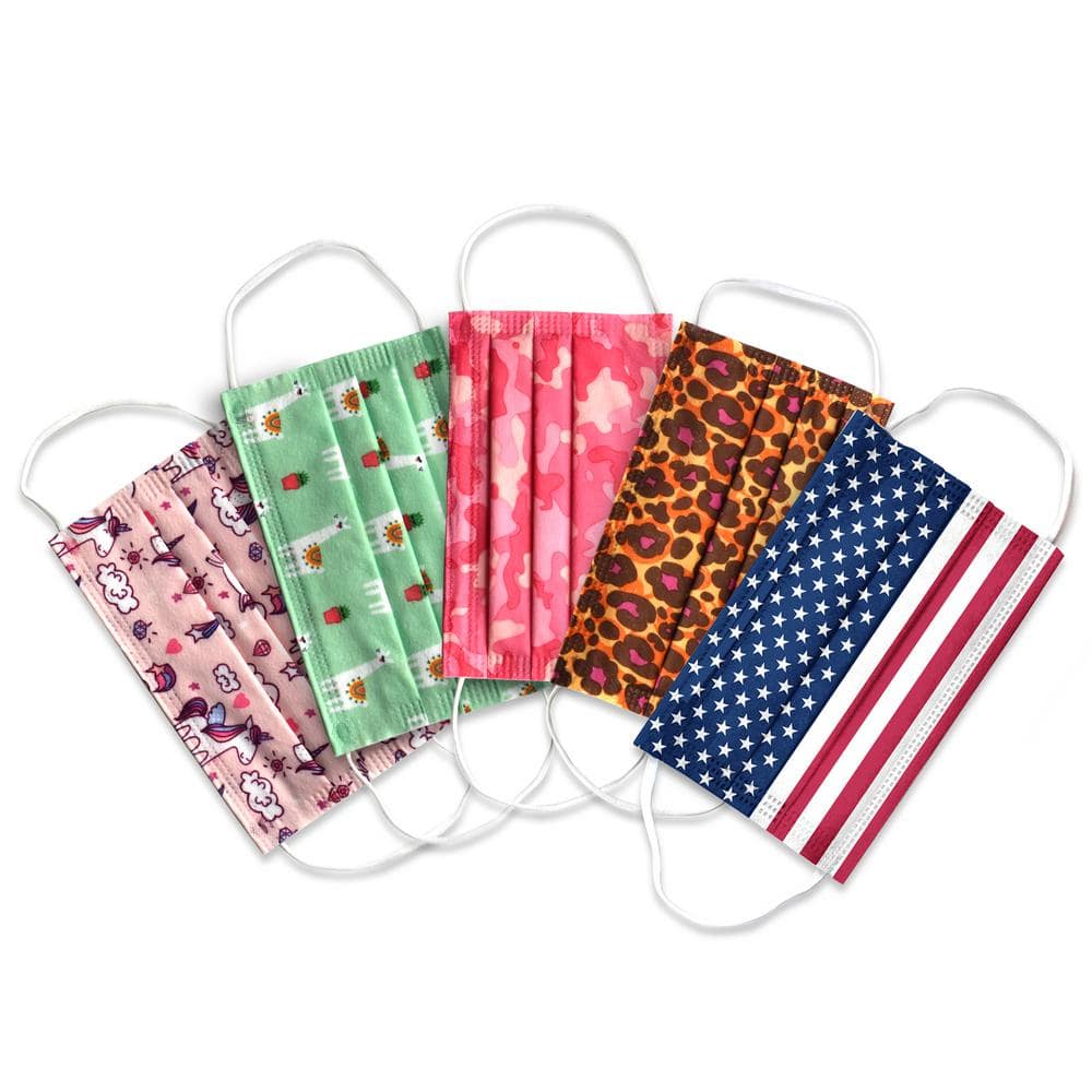 Planet Earth Kids Disposable Face Masks for Girls, Assorted Colors (50-Pack