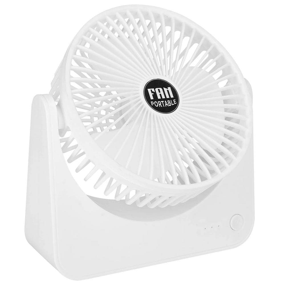 Mini Portable Micro-USB Powered 6 in. 3 fan speeds Desk Fan in White, 130 D
