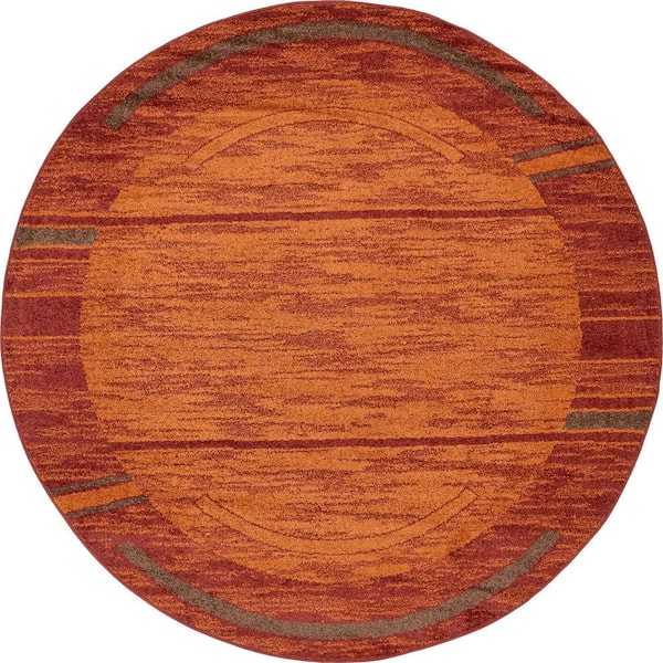 Unique Loom Autumn Foilage Terracotta 8' 0 x 8' 0 Round Rug