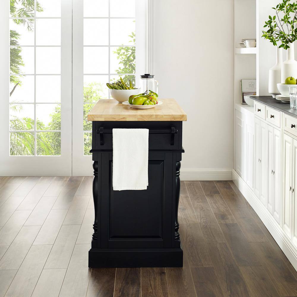 Black Hardwood Butcher Block Top Kitchen Island