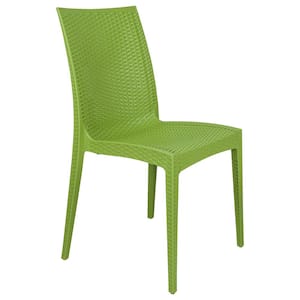 Green Mace Modern Stackable Plastic Weave Design Indoor Outdoor Dining Chair