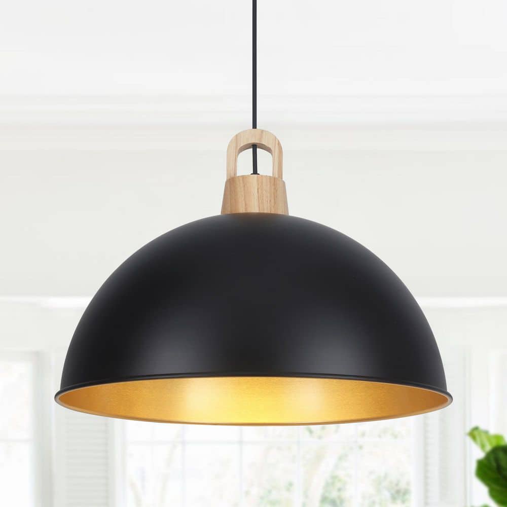 "Madison 60-Watt 1 Light 20"" Black Dome Shaded Pendant Light with Metal Shade,No Bulbs Included" price history on PriceWatchPro