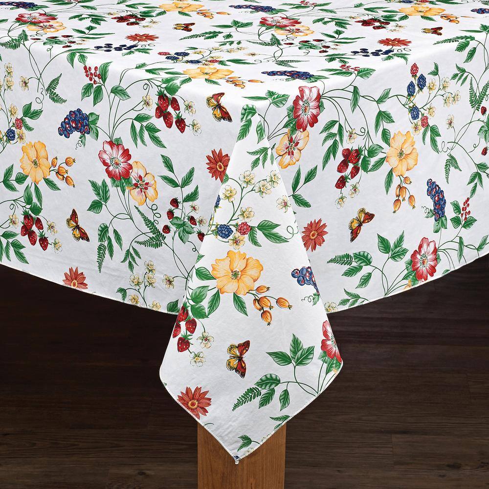 Enchanted Garden Multicolor Vinyl Floral Tablecloth 60" x 84"