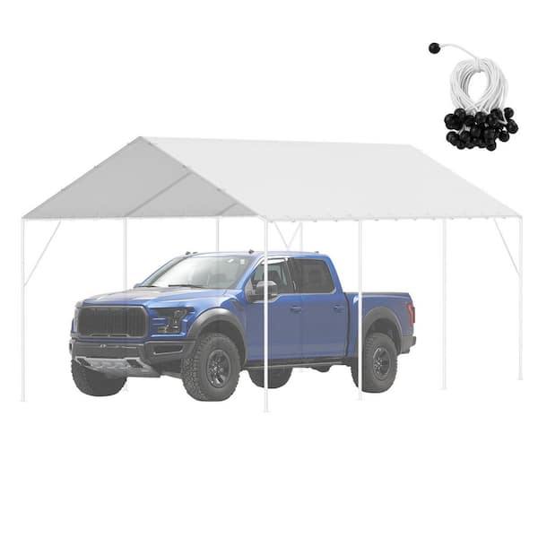 10 x 20 ft. Carport Replacement Canopy Cover, Waterproof & UV Protected Tent Tarp with 40 Ball Bungees 2025 update