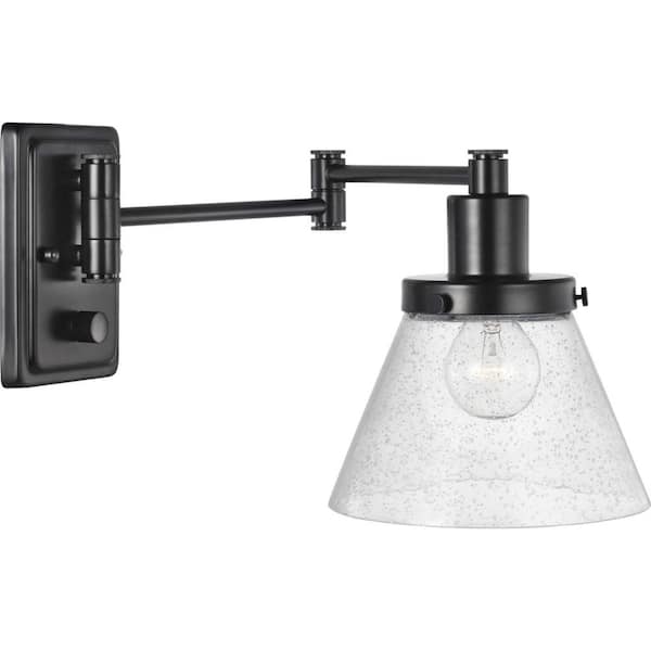 Progress Lighting Hinton Collection 1-Light Black Swing Arm Adjustable Coastal Farmhouse Wall Light Sconce