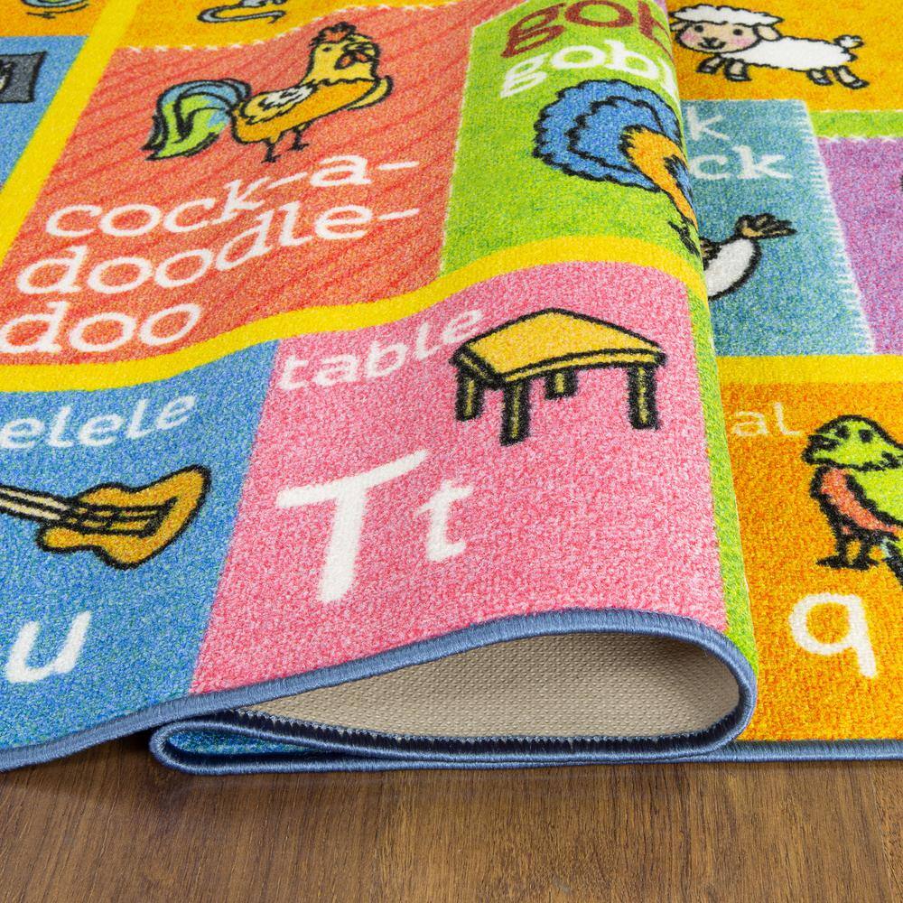 Colorful ABC Alphabet Educational Kids Rug with Farm Animals