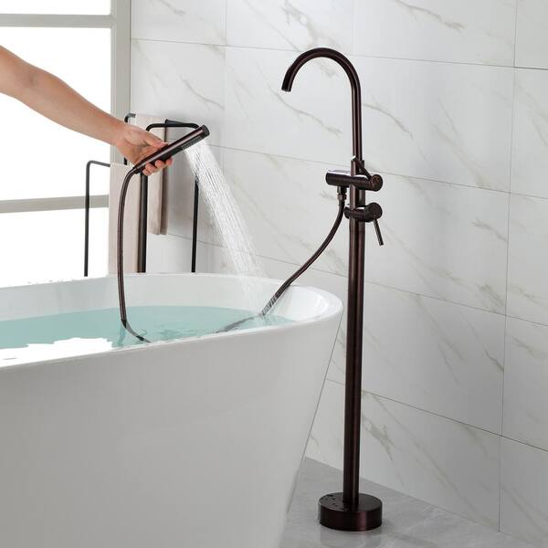 Bathroom Freestanding Double Handle Floor hot Mounted Tub Faucet