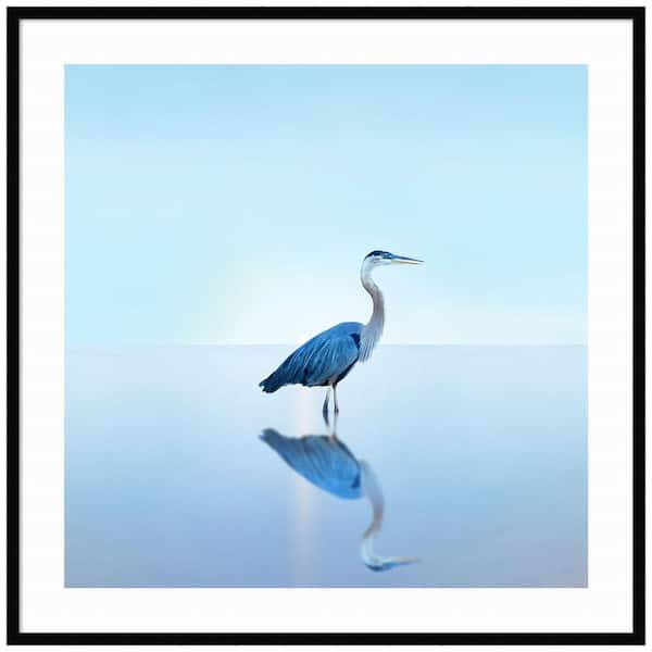 Amanti Art "Beachscape Heron II" by James McLoughlin 1 Piece Wood Framed Color Animal Photography Wall Art 41-in. x 41-in. .