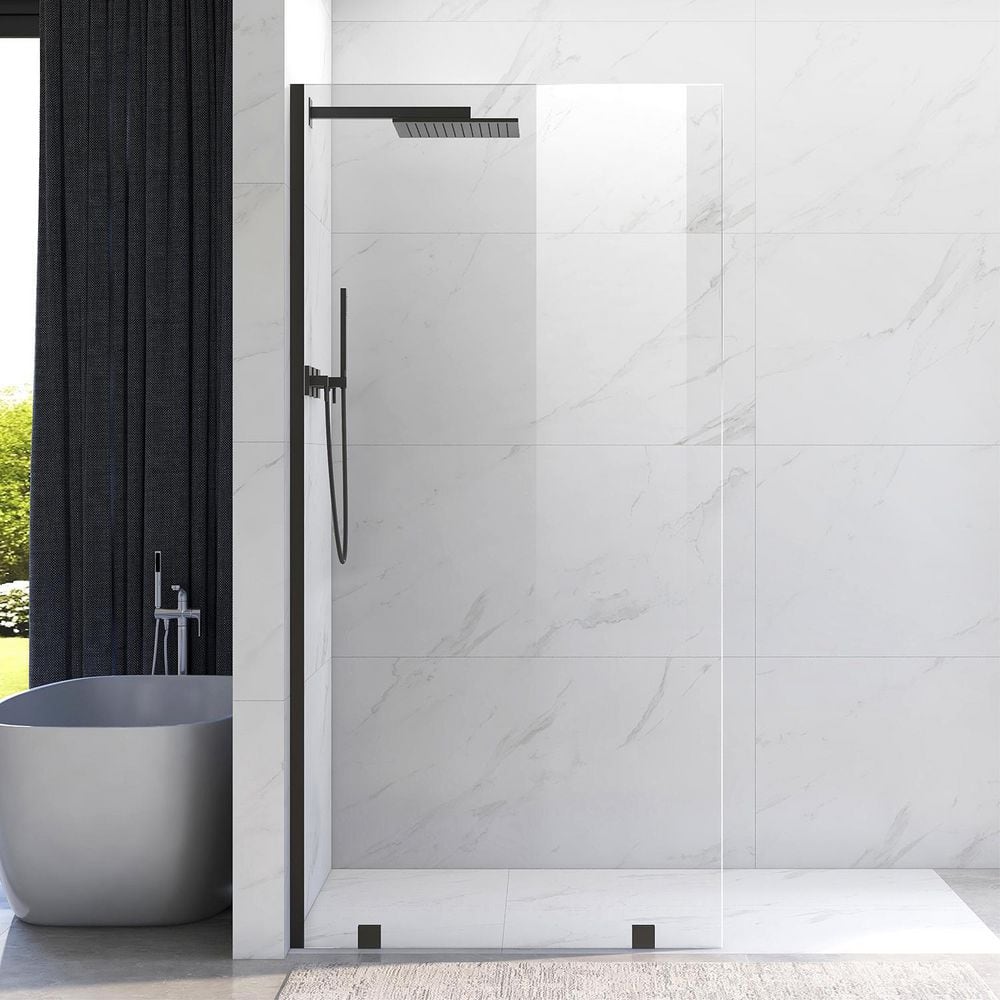 UKH07B 35-1/2 in. W x 80 in. H U-Channel Frameless Fixed Shower Door Panel in Matte Black, 3/8 in. Clear Glass price history on PriceWatchPro