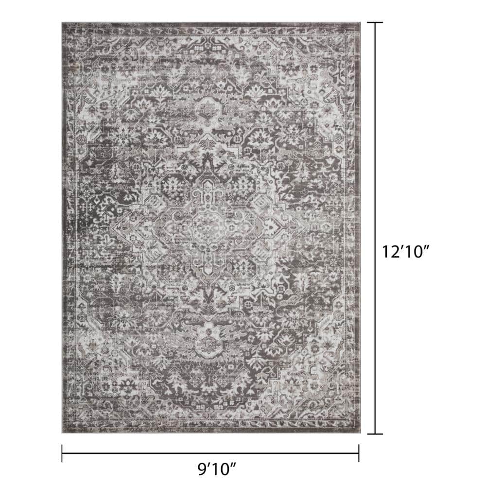 Gray 9' x 12' Synthetic Stain-Resistant Rectangular Area Rug