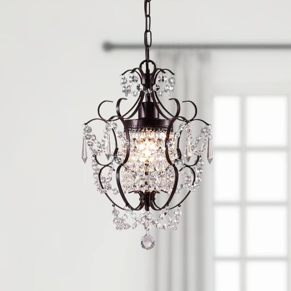 Maxax New Orleans 1-Light Bronze Lantern Tiered Chandelier with Crystal Accents