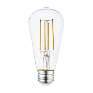 60 Watt Equivalent ST19 Dimmable Straight Filament Dusk to Dawn Vintage Edison LED Light Bulb,  Soft White Light