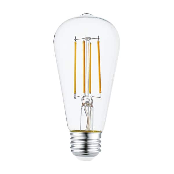 Globe Electric 60 Watt Equivalent ST19 Dimmable Straight Filament Dusk to Dawn Vintage Edison LED Light Bulb,  Soft White Light