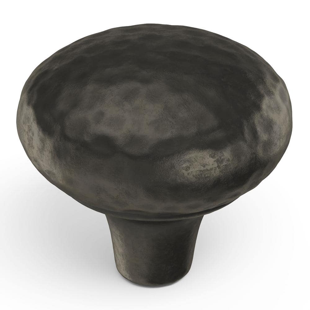 Black Iron Round Rustic Cabinet Knob with Mounting Hardware