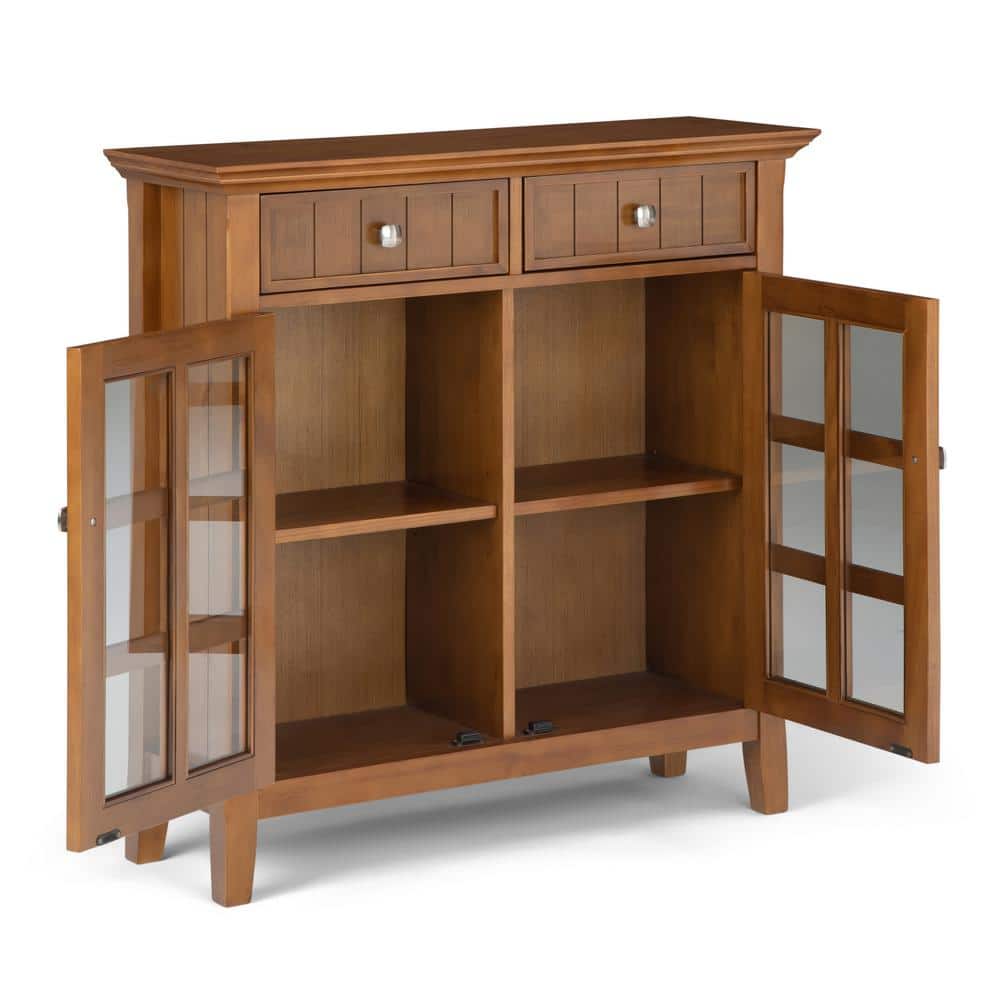 Light Golden Brown Solid Wood Office Storage Cabinet with Adjustable Shelves