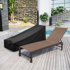 2-Piece Aluminum Adjustable Outdoor Patio Chaise Lounge in Brown with Black Covers