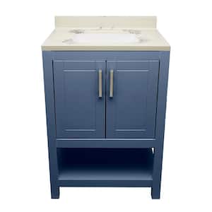 Taos 25 in. W x 19. in D. x 36 in. H Bath Vanity in Navy Blue with Cultured Marble Carrera Top with White Basin